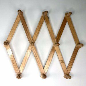 Accordian Expandable Folding Wood Coat Cup Rack